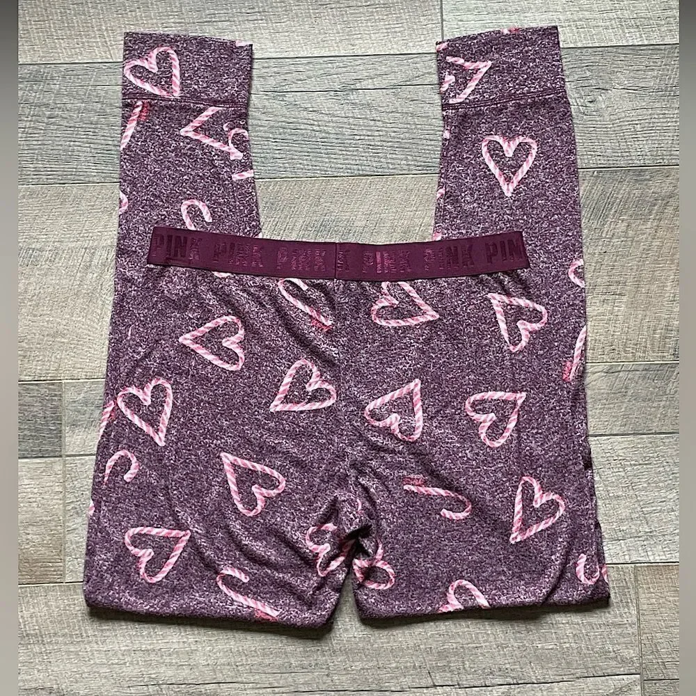 PINK by Victoria’s Secret, Purple & Pink, “Candy Cane Hearts”, Sleep Pants. Med.